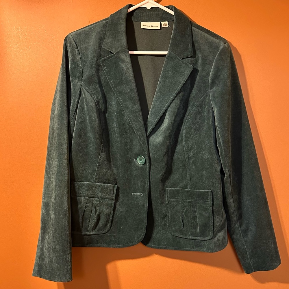 Vintage Emerald Corduroy Blazer